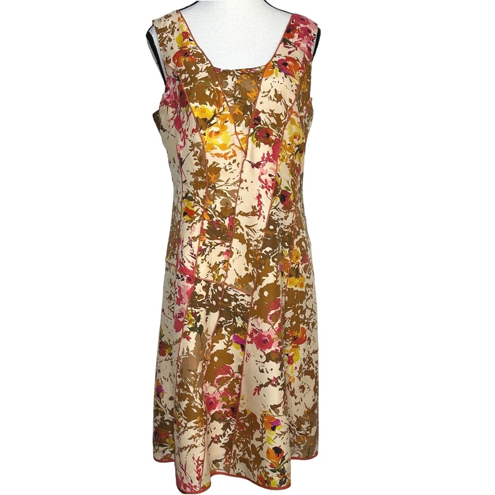 Sundance Floral Patchwork Sleeveless Dress 100% Silk Cottagecore Resortwear Sz 6